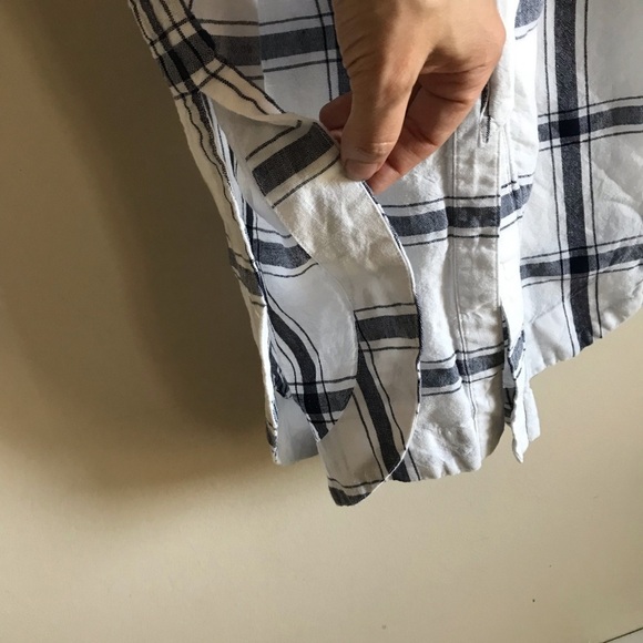 GAP Linen Cotton Midi Shirt Dress Button Down Waist Tie Plaid Size 4 - Picture 7 of 11